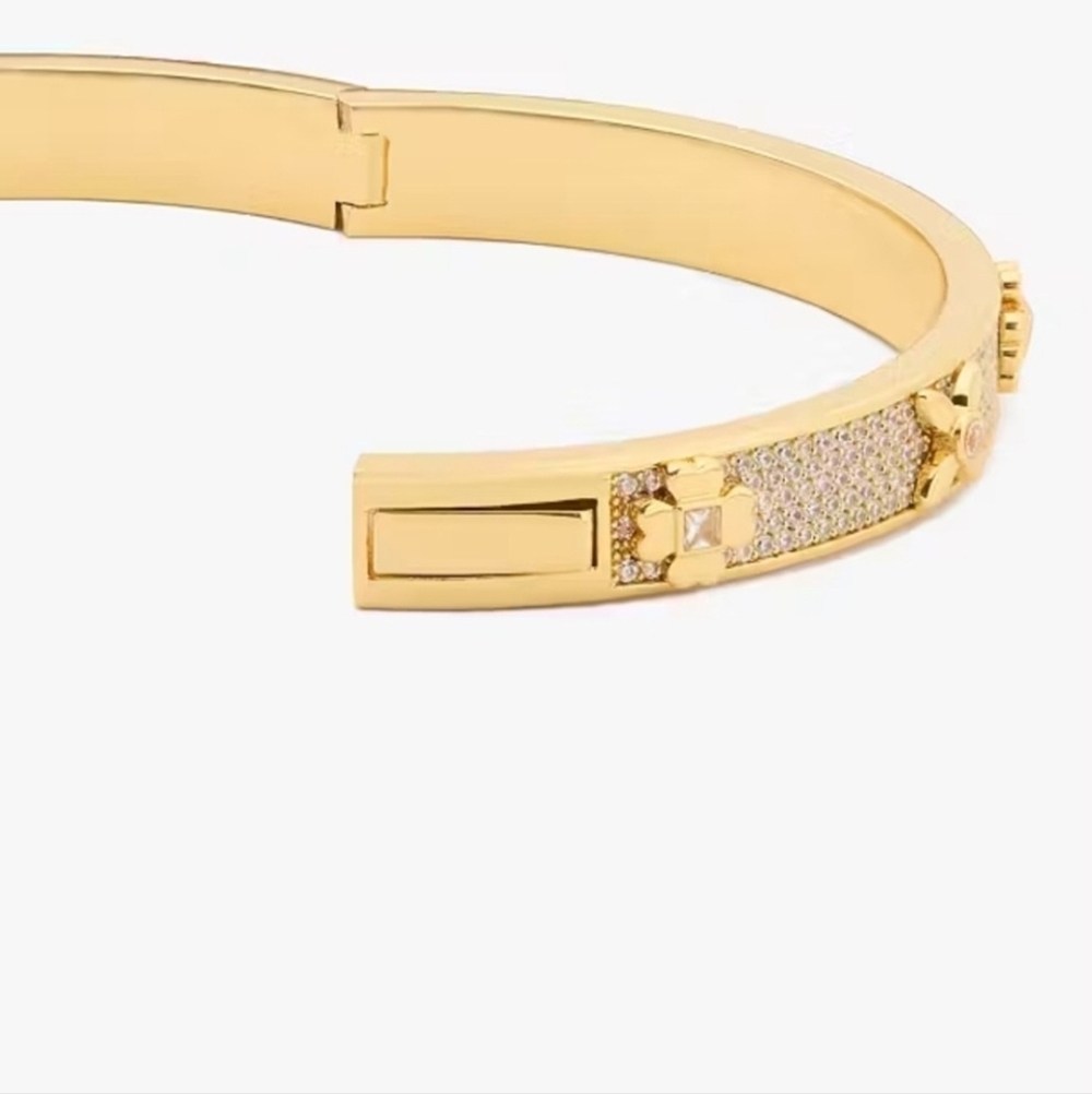 💛🔹️Kate Spade🔹️ Heritage Bloom Hinged Bangle Gold [$148] - Picture 5 of 7